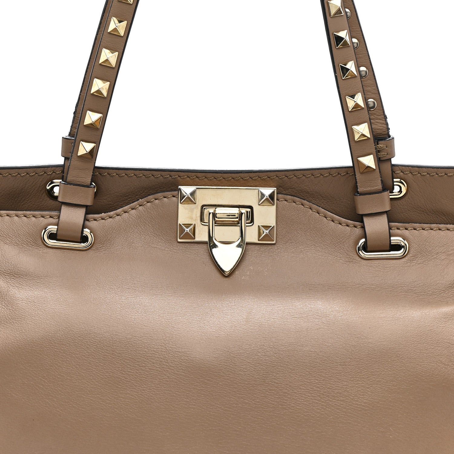 Vitello Small Rockstud Tote Beige