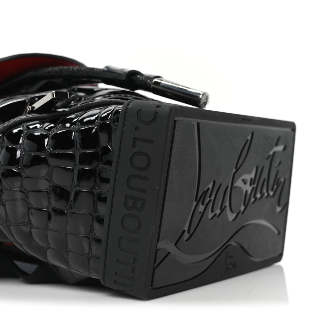 Calfskin Alligator Embossed Small Explorafunk Backpack Black