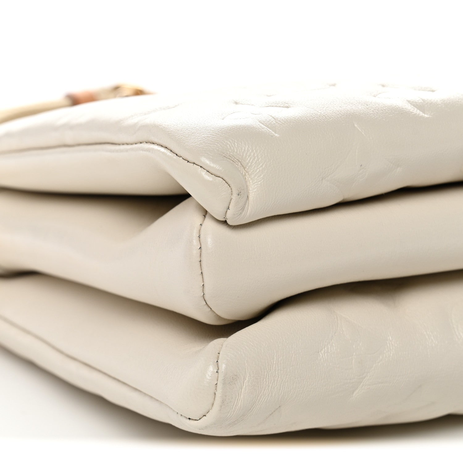 Lambskin Embossed Monogram Coussin PM Cream