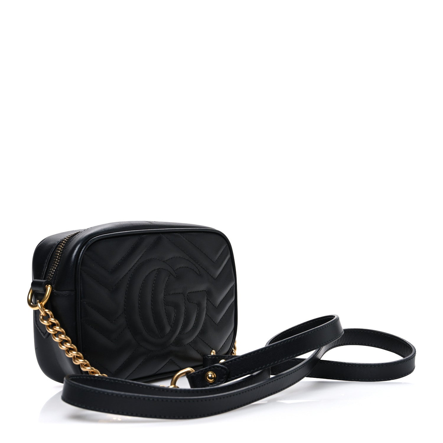 Calfskin Matelasse Mini GG Marmont Chain Shoulder Bag Black