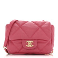 Calfskin Quilted Mini Square Bubbly Flap Pink
