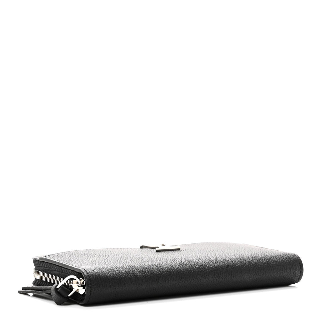 Calfskin Zippy Lockme Wallet Black