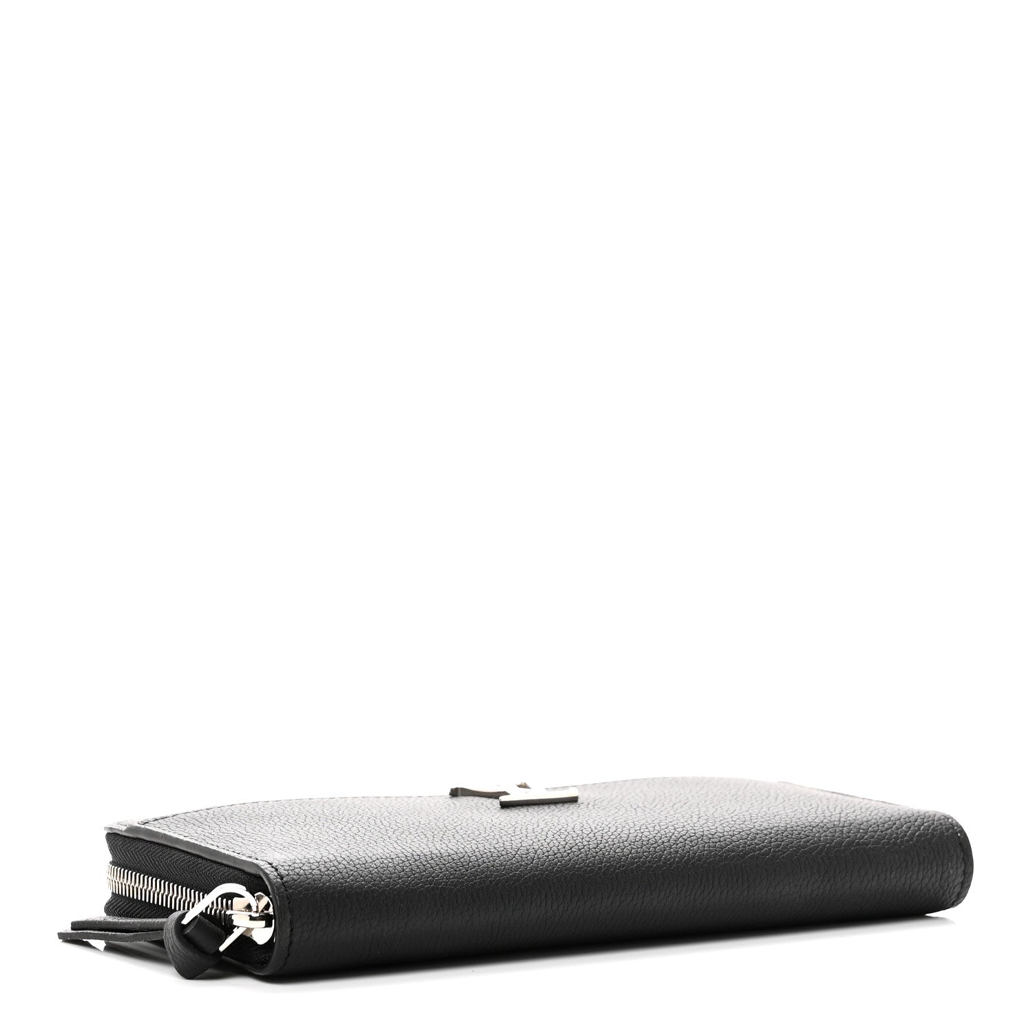 Calfskin Zippy Lockme Wallet Black