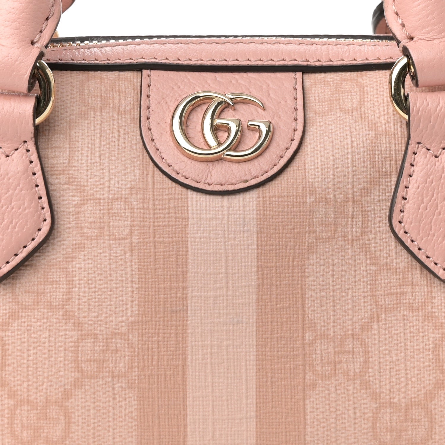 GG Supreme Monogram Textured Dollar Calfskin Web Super Mini Ophidia Top Handle Bowler Bag Rose Pink