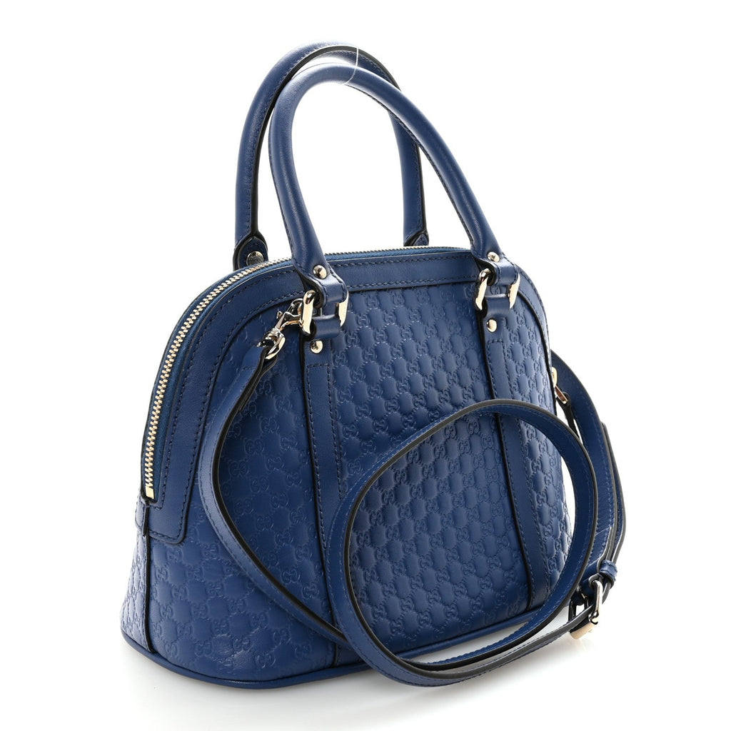 Soft Microguccissima Mini Dome Bag Blue