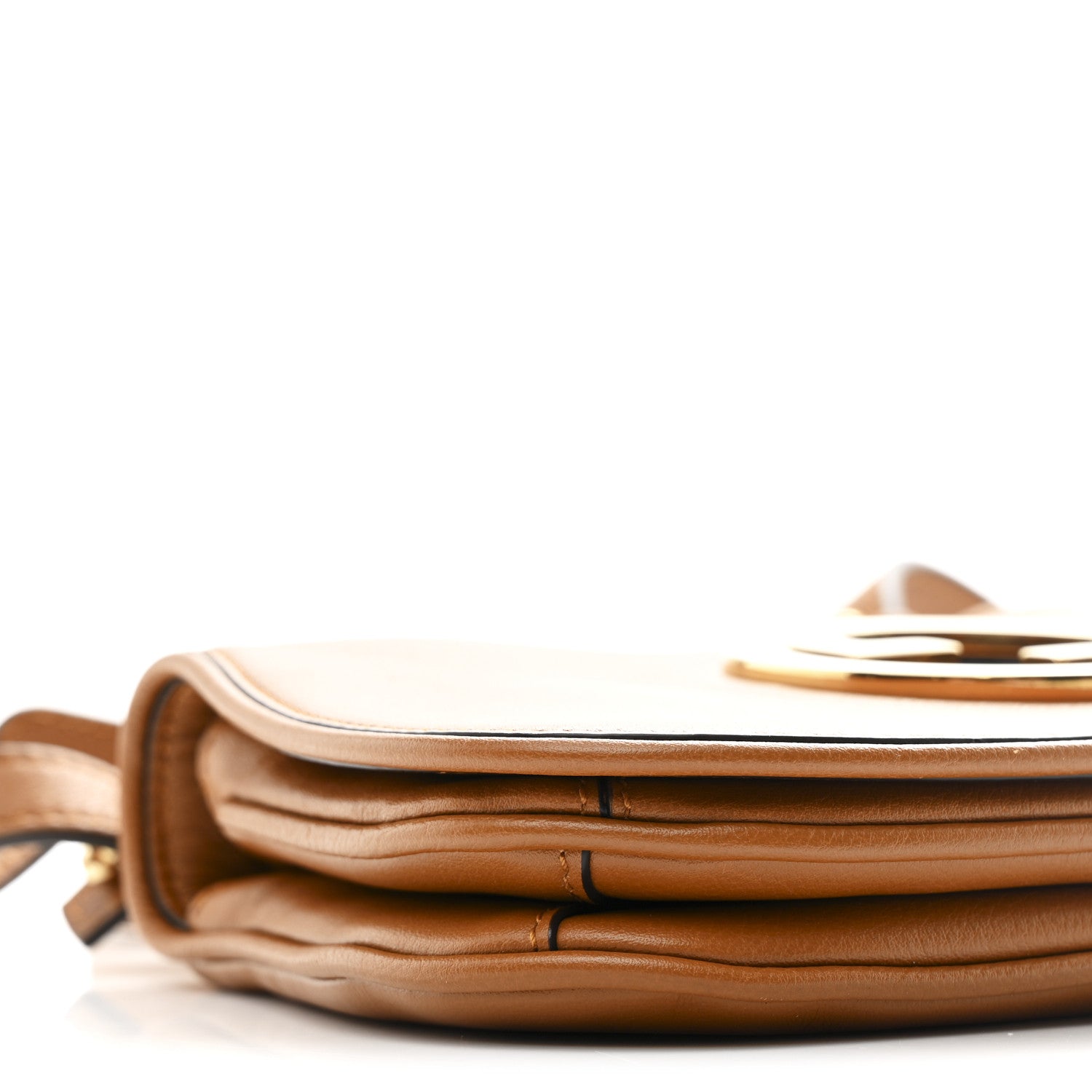 Roxy Calfskin Web Mini Blondie Shoulder Bag Cognac