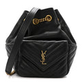 Lambskin Matelasse Monogram Joe Nano Bucket Bag Black