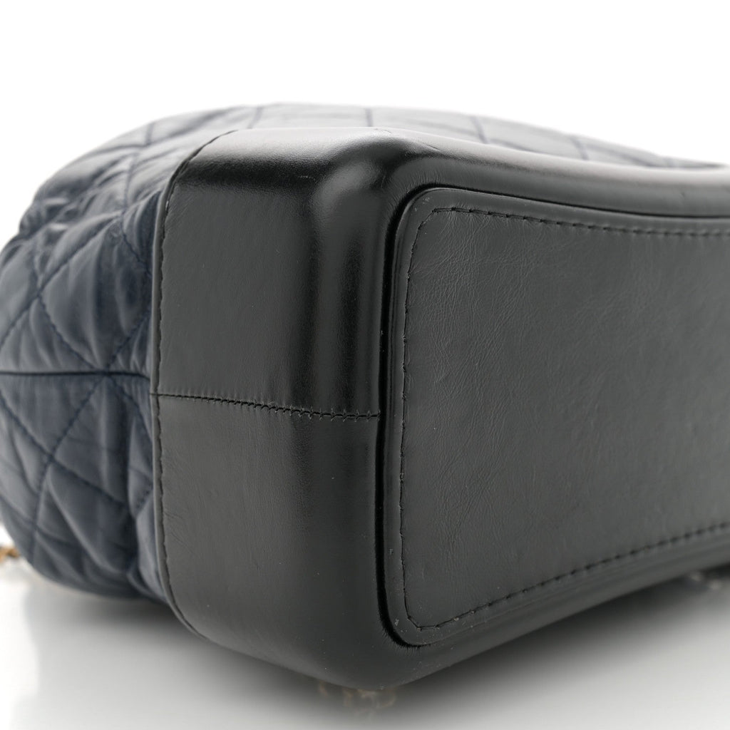 Aged Calfskin Quilted Gabrielle Backpack Navy Black