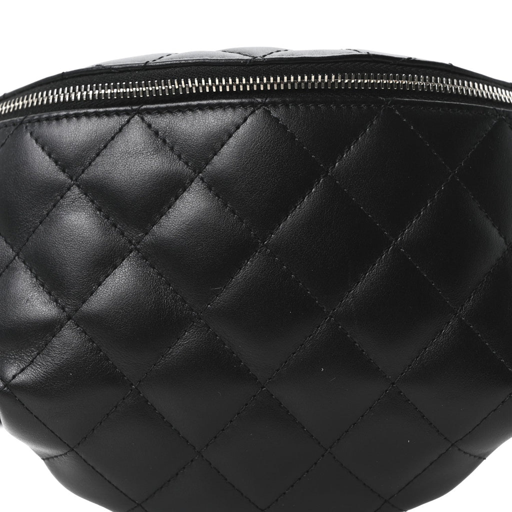 Calfskin Quilted Uniform Waist Belt Bag Black