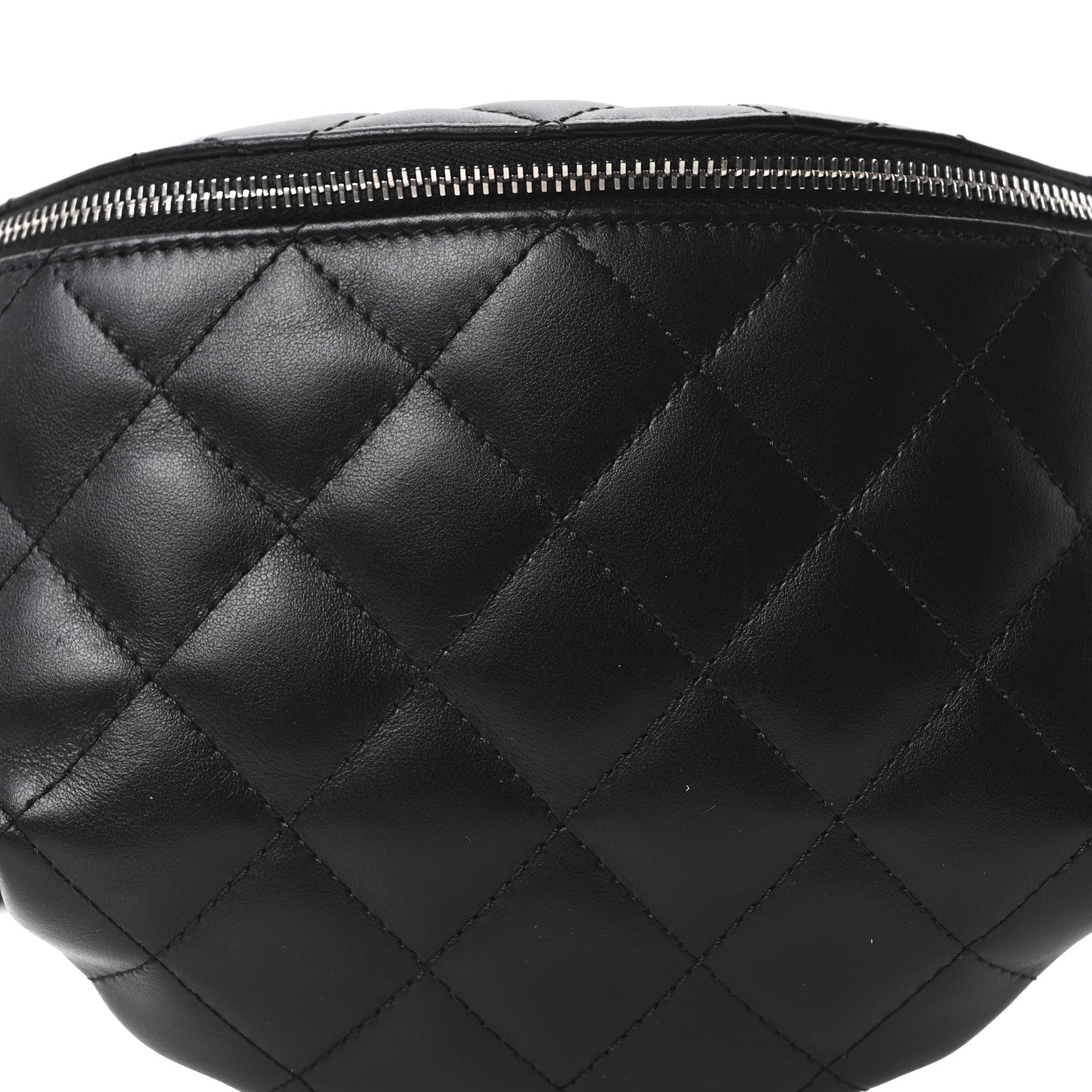 Calfskin Quilted Uniform Waist Belt Bag Black