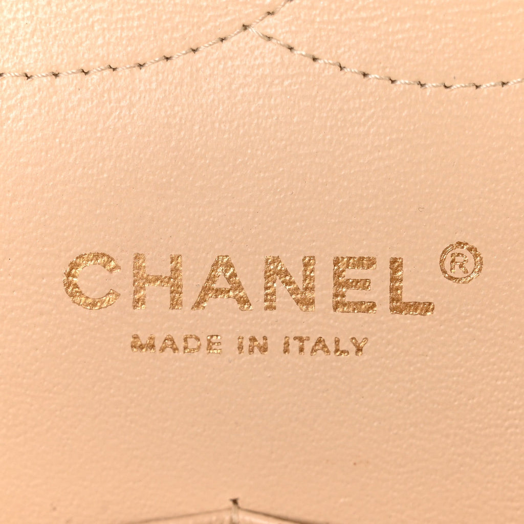 Lambskin Quilted Jumbo Double Flap Beige