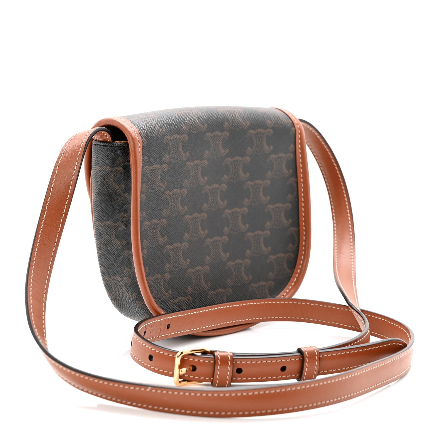 Canvas Calfskin Triomphe Mini Besace Tan