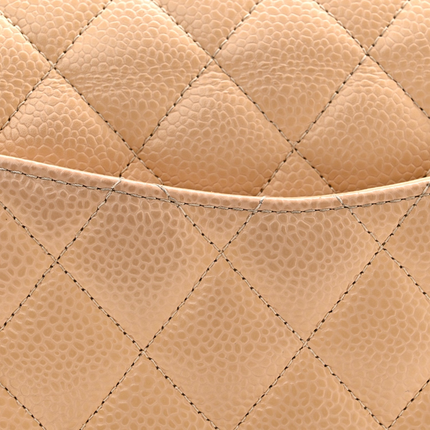 Caviar Quilted Small Double Flap Beige