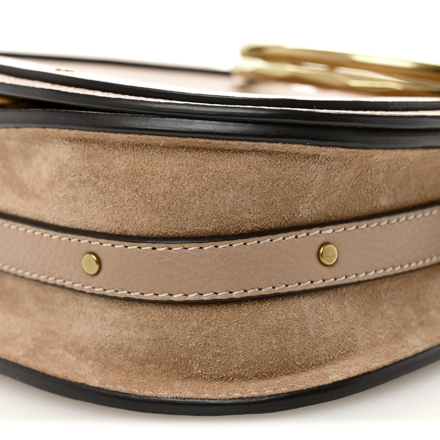 Calfskin Suede Small Nile Bracelet Bag Biscotti Beige