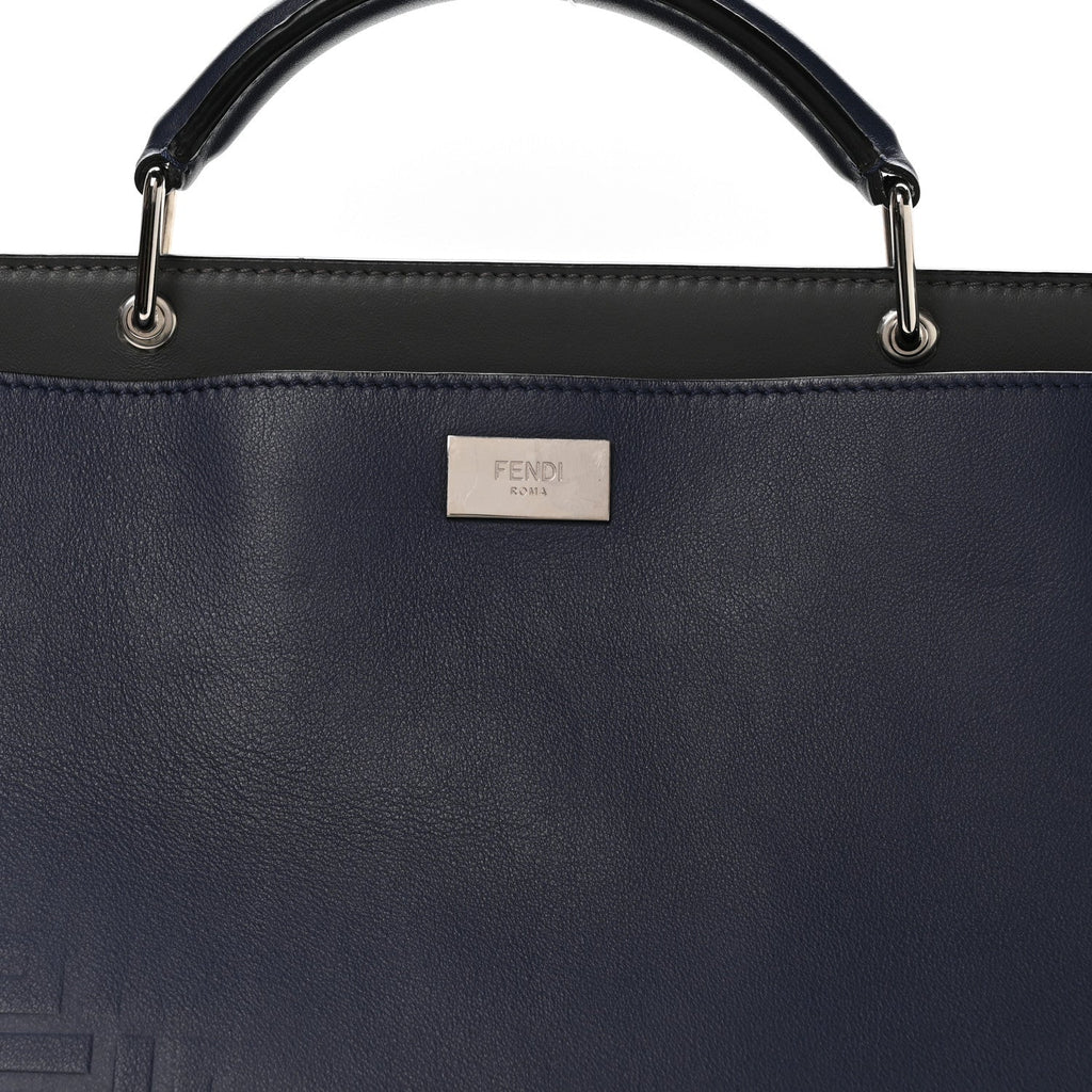 Calfskin Embossed Large Peekaboo Iconic Fit Satchel Blueberry