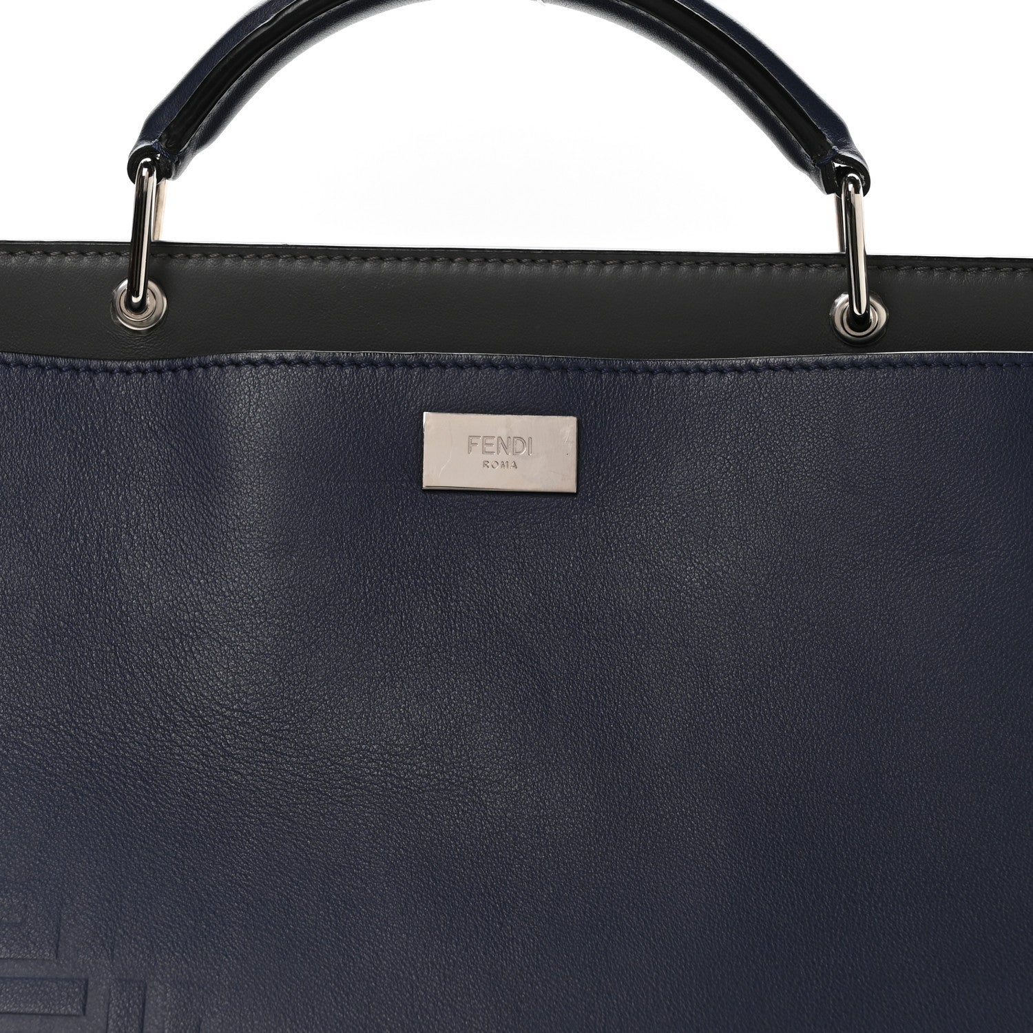 Calfskin Embossed Large Peekaboo Iconic Fit Satchel Blueberry