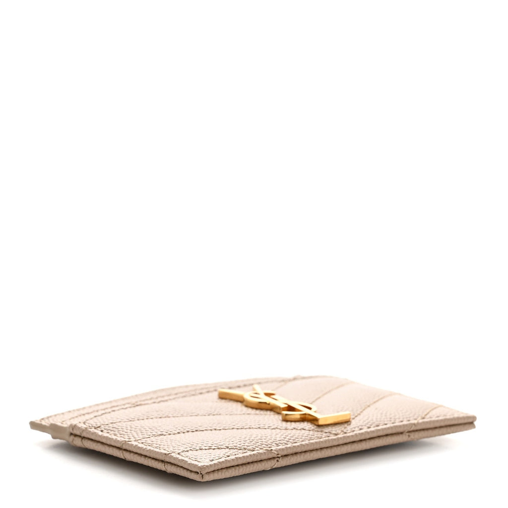 Grain De Poudre Matelasse Chevron Monogram Credit  Case Dark Beige
