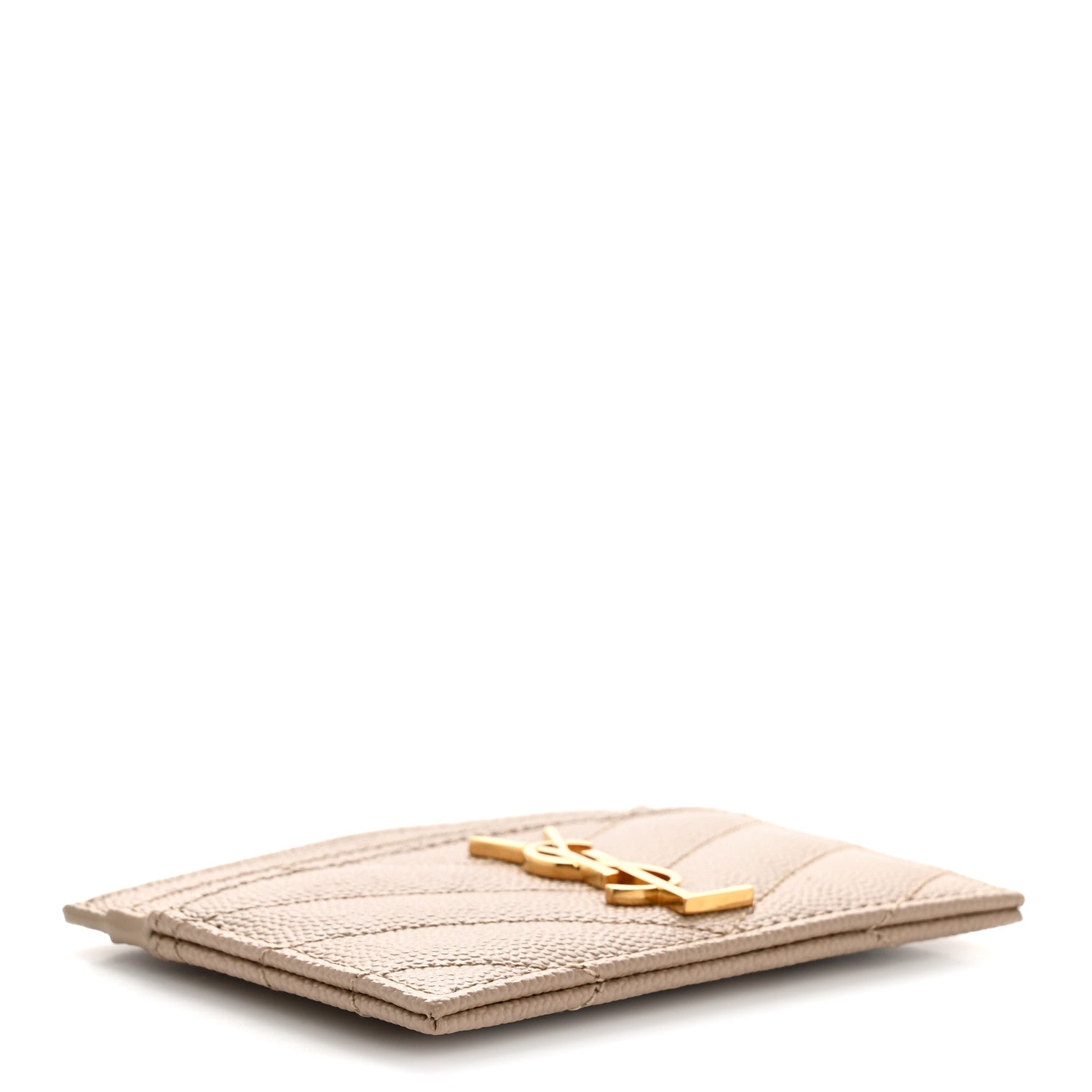 Grain De Poudre Matelasse Chevron Monogram Credit  Case Dark Beige