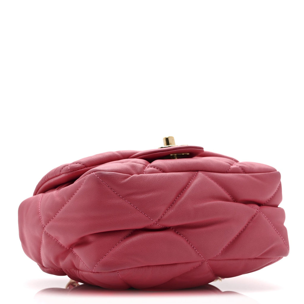 Calfskin Quilted Mini Square Bubbly Flap Pink