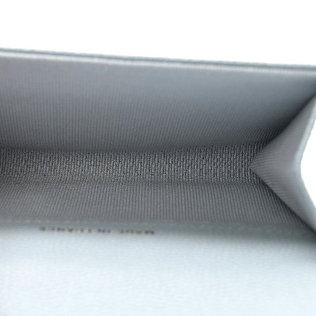 Caviar Quilted Flap  Holder Wallet Light Blue