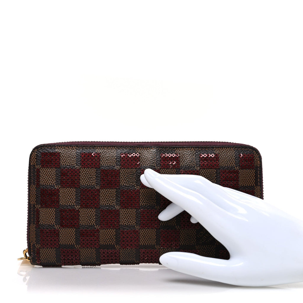 Damier Paillettes Zippy Wallet Red