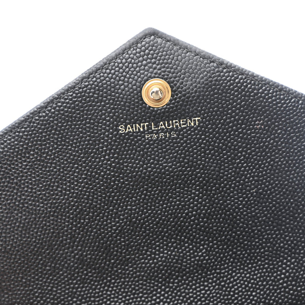 Grain De Poudre Matelasse Chevron Monogram Chain Wallet Black