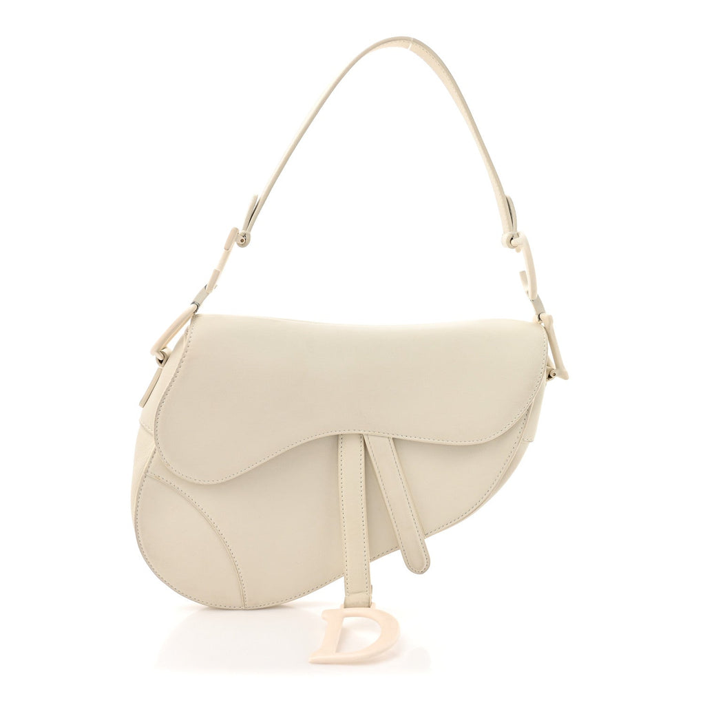 Ultra Matte Calfskin Saddle Bag Off White