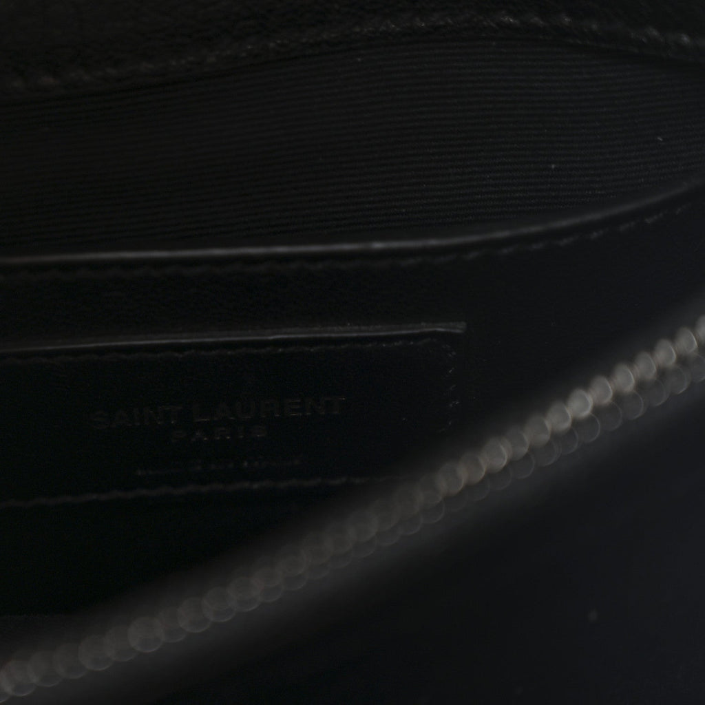Sheepskin Matelasse Chevron Monogram Medium College Bag Black