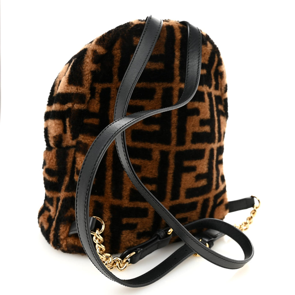 Shearling Macro FF 1974 Mini Backpack Tobacco Black