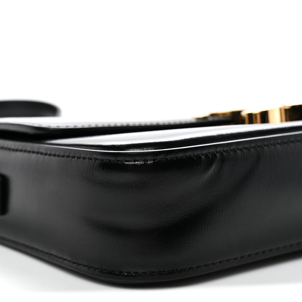 Shiny Calfskin Triomphe Shoulder Bag Black