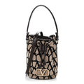 Toile Iconographe Nappa Mini Vlogo Signature Bucket Bag Naturale Black Fondant