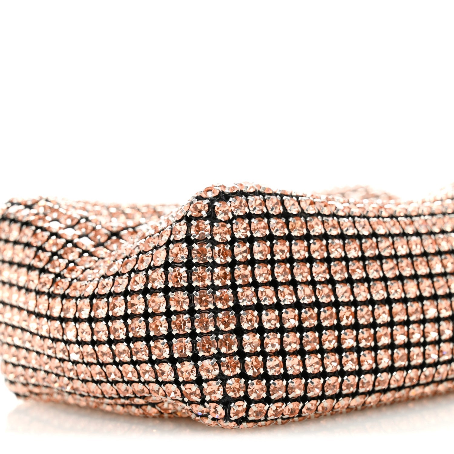 Mesh Crystal Rhinestone Mini Heiress Pouch Faded Neon Orange