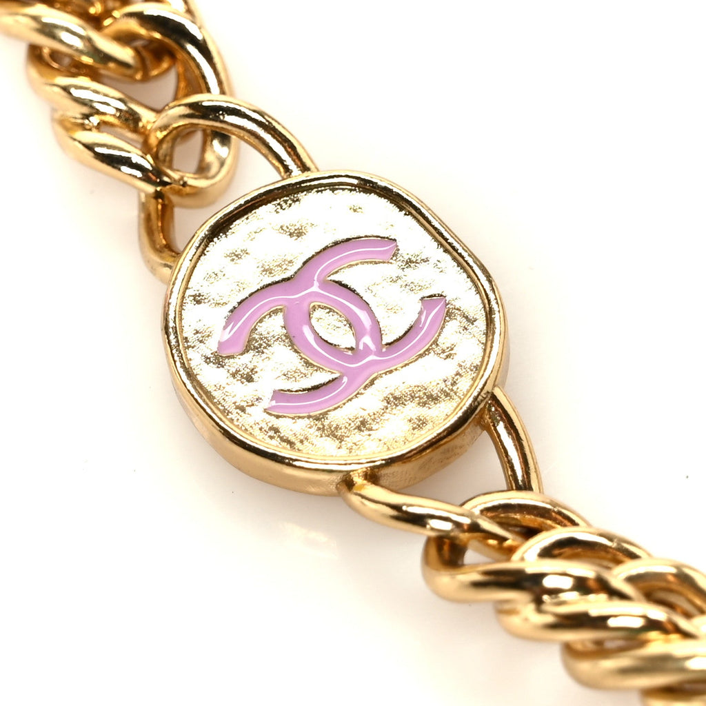 Lambskin Quilted Enamel Logo Flap  Holder On Chain Yellow