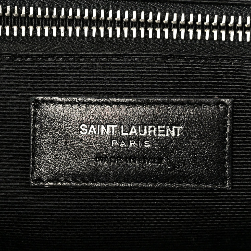 Smooth Calfskin Matelasse Chevron Large Monogram Satchel Black