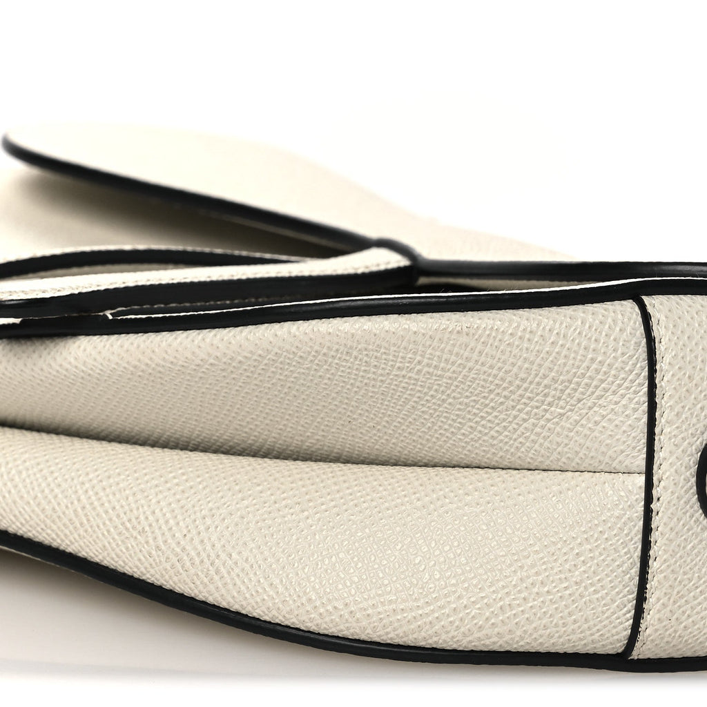 Grained Calfskin Saddle Bag White