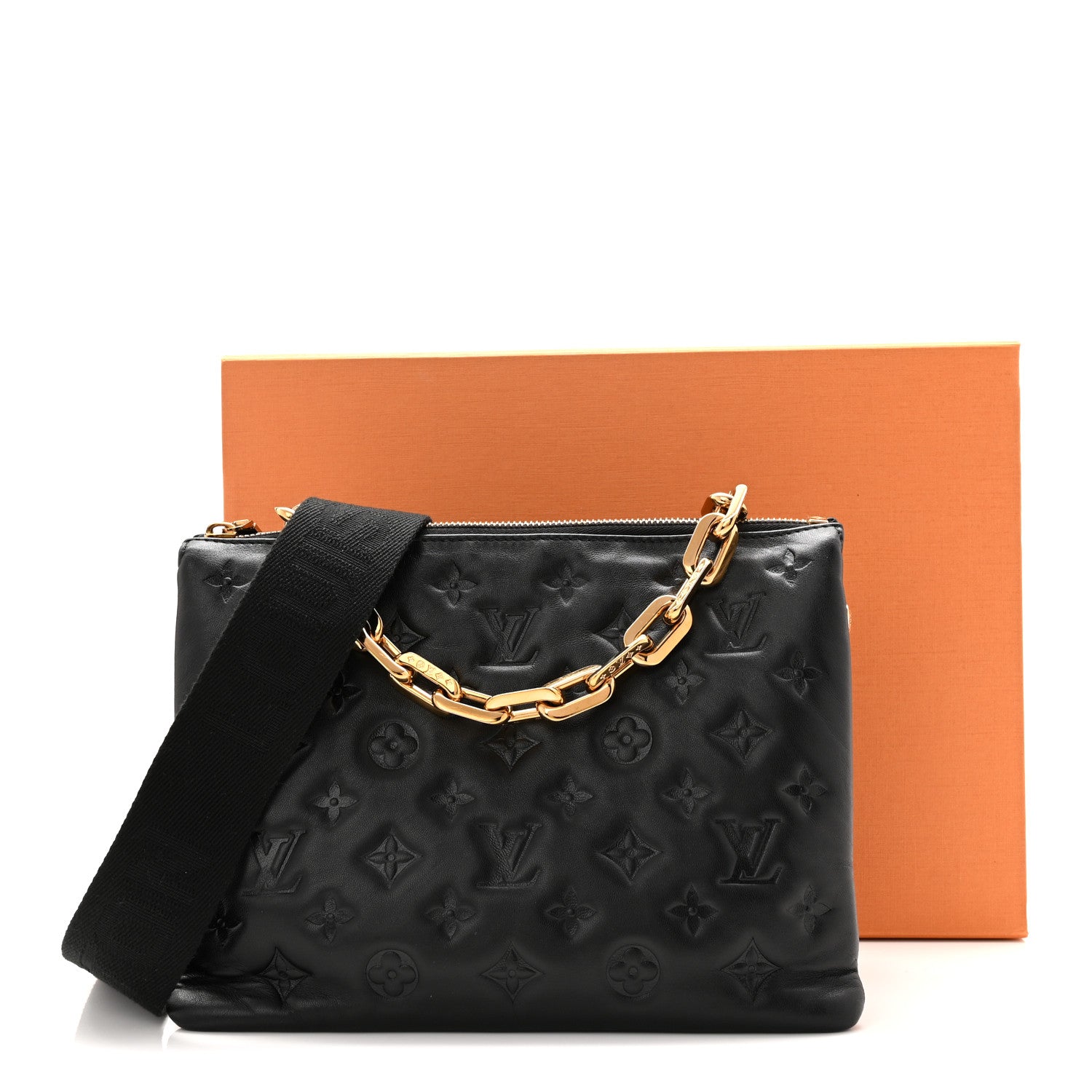 Lambskin Embossed Monogram Coussin PM Black