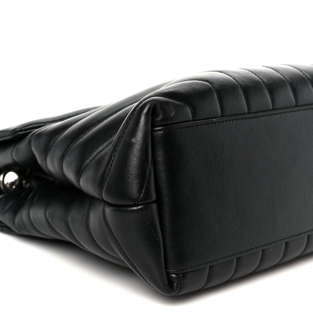 Calfskin Y Quilted Monogram Medium Loulou Chain Satchel Black