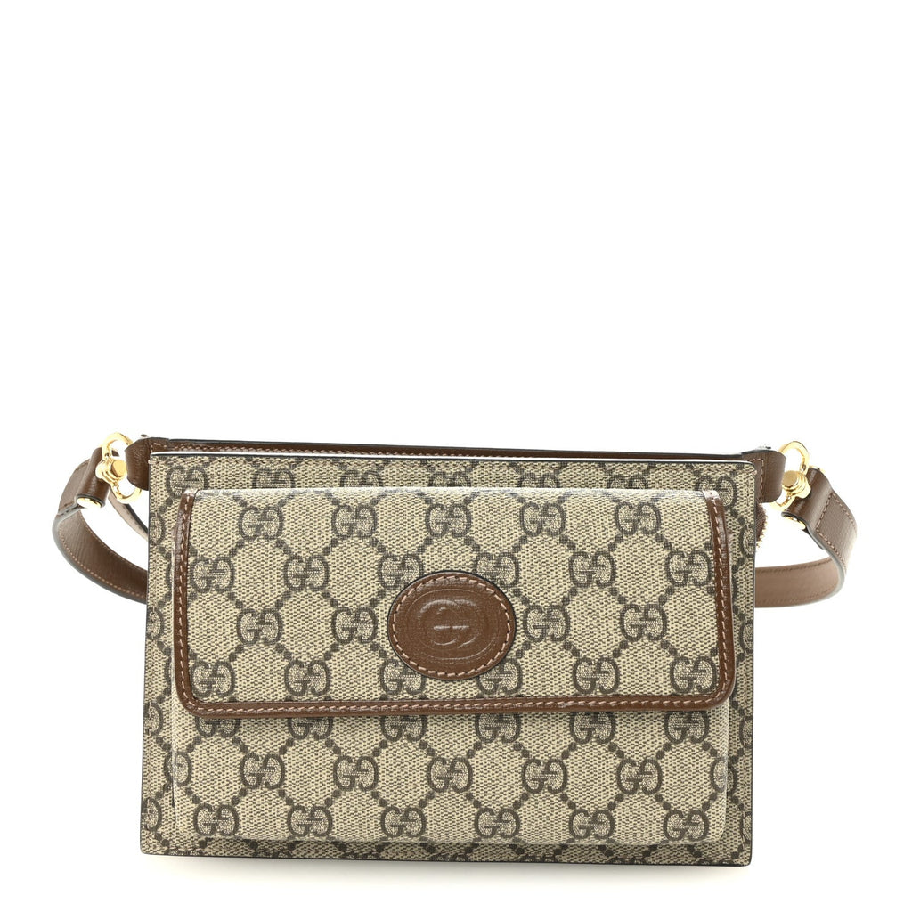 GG Supreme Monogram Canvas Interlocking G Belt Bag Beige Ebony