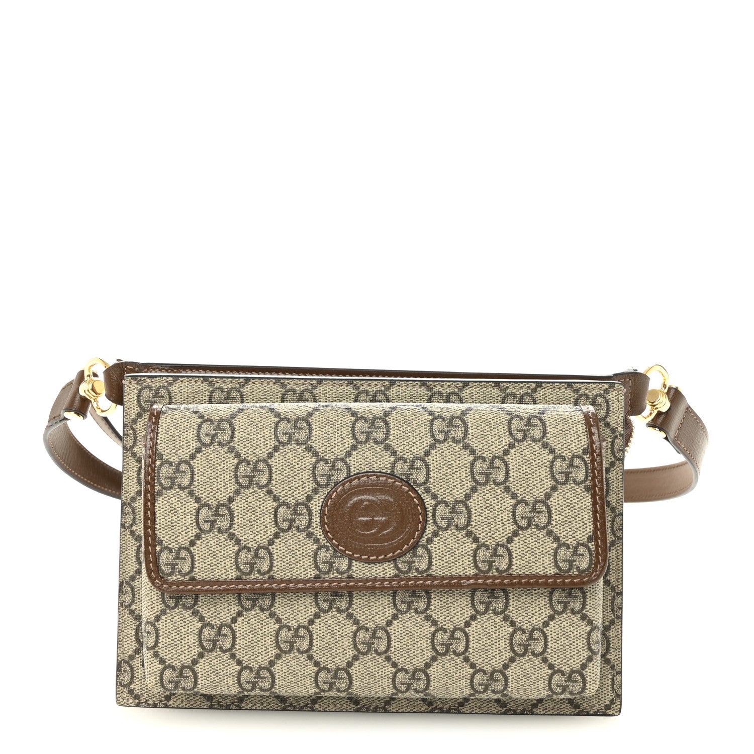 GG Supreme Monogram Canvas Interlocking G Belt Bag Beige Ebony