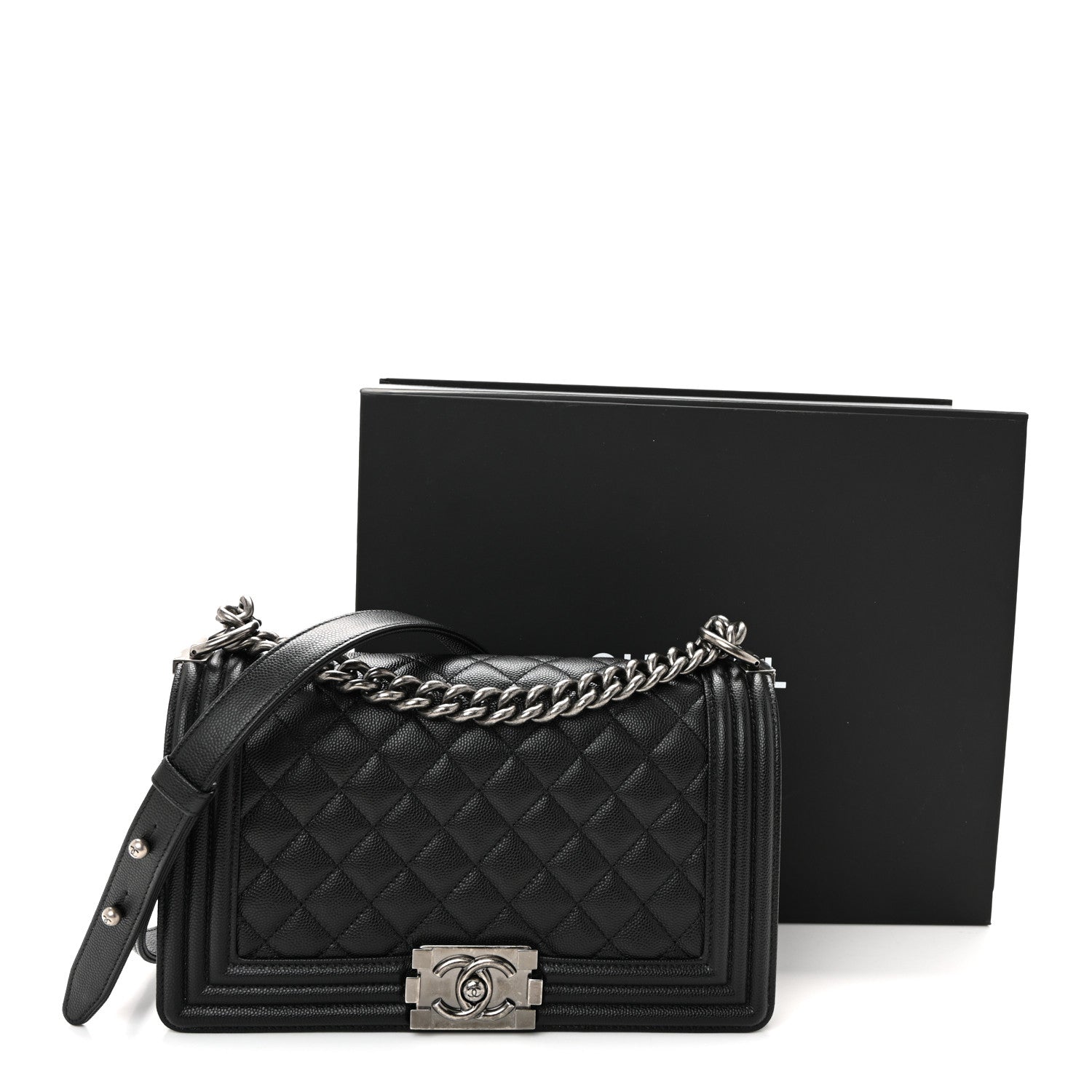 Caviar Quilted Medium Boy Flap Black
