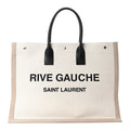Linen Calfskin Small Rive Gauche Tote Greggio Natural