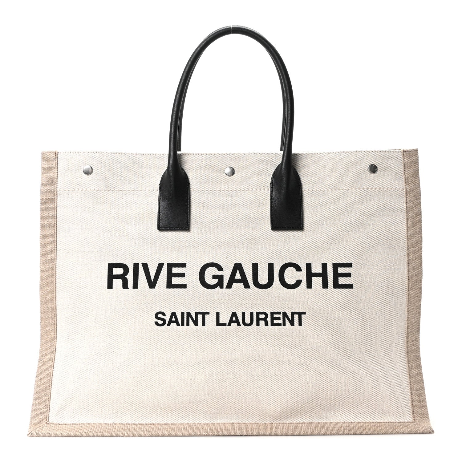 Linen Calfskin Small Rive Gauche Tote Greggio Natural