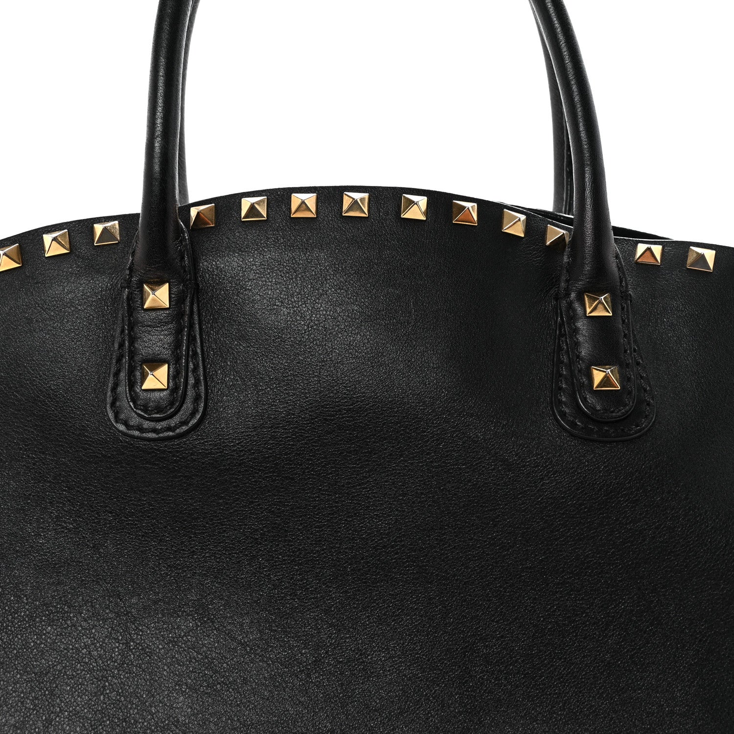 Vitello Rockstud Dome Shopper Black
