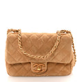 Suede Quilted Mini Flap Dark Beige
