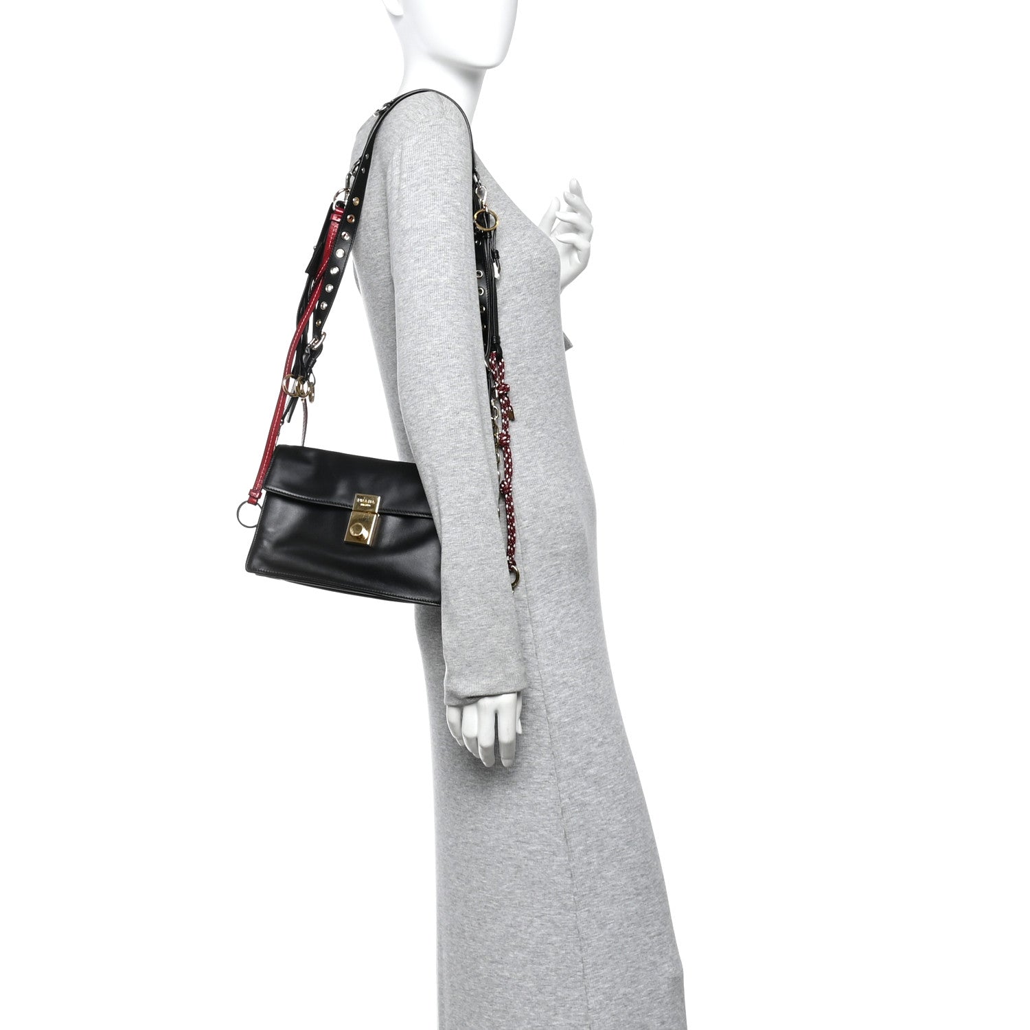 Calfskin Soft Sound Charms Shoulder Bag Black