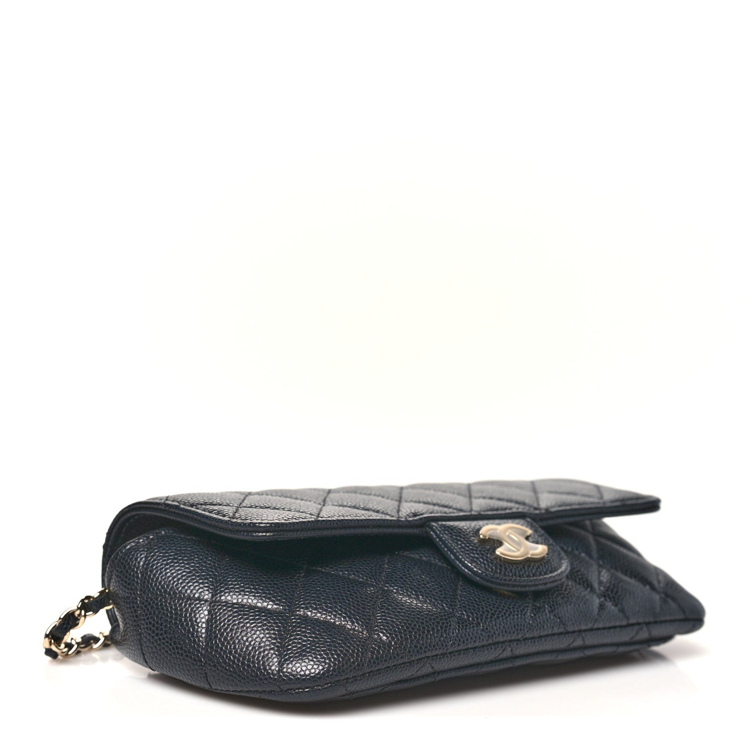 Caviar Quilted Glasses Case With Chain Black