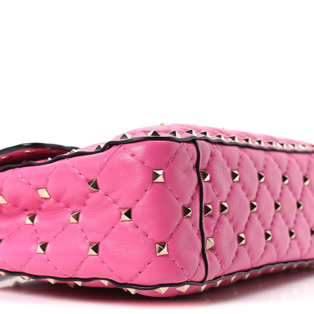 Nappa Medium Rockstud Spike Shoulder Bag Pink Orchid
