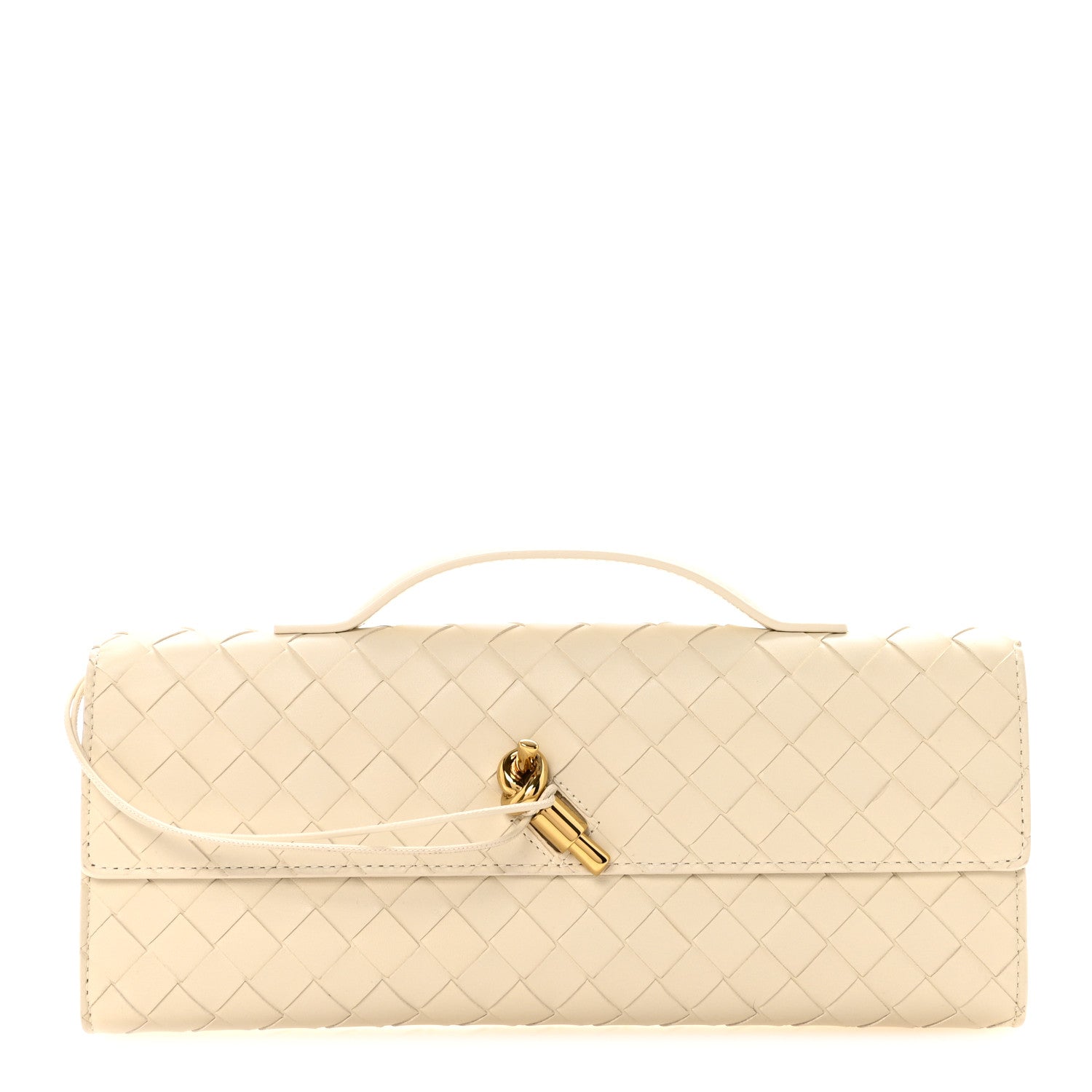 Nappa Intrecciato Long Andiamo Top Handle Clutch Sea Salt