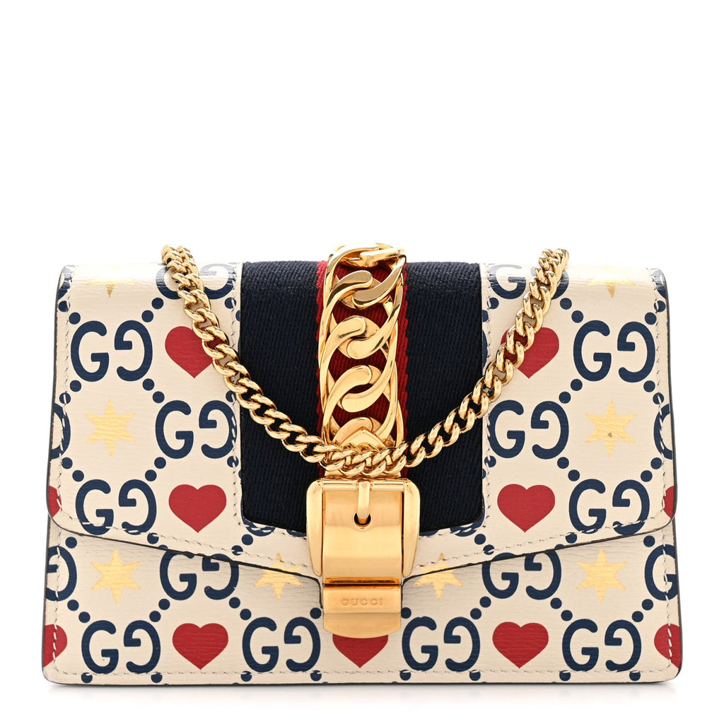 Textured Calfskin Valentine's Day Super Mini Sylvie Chain Shoulder Bag Ivory
