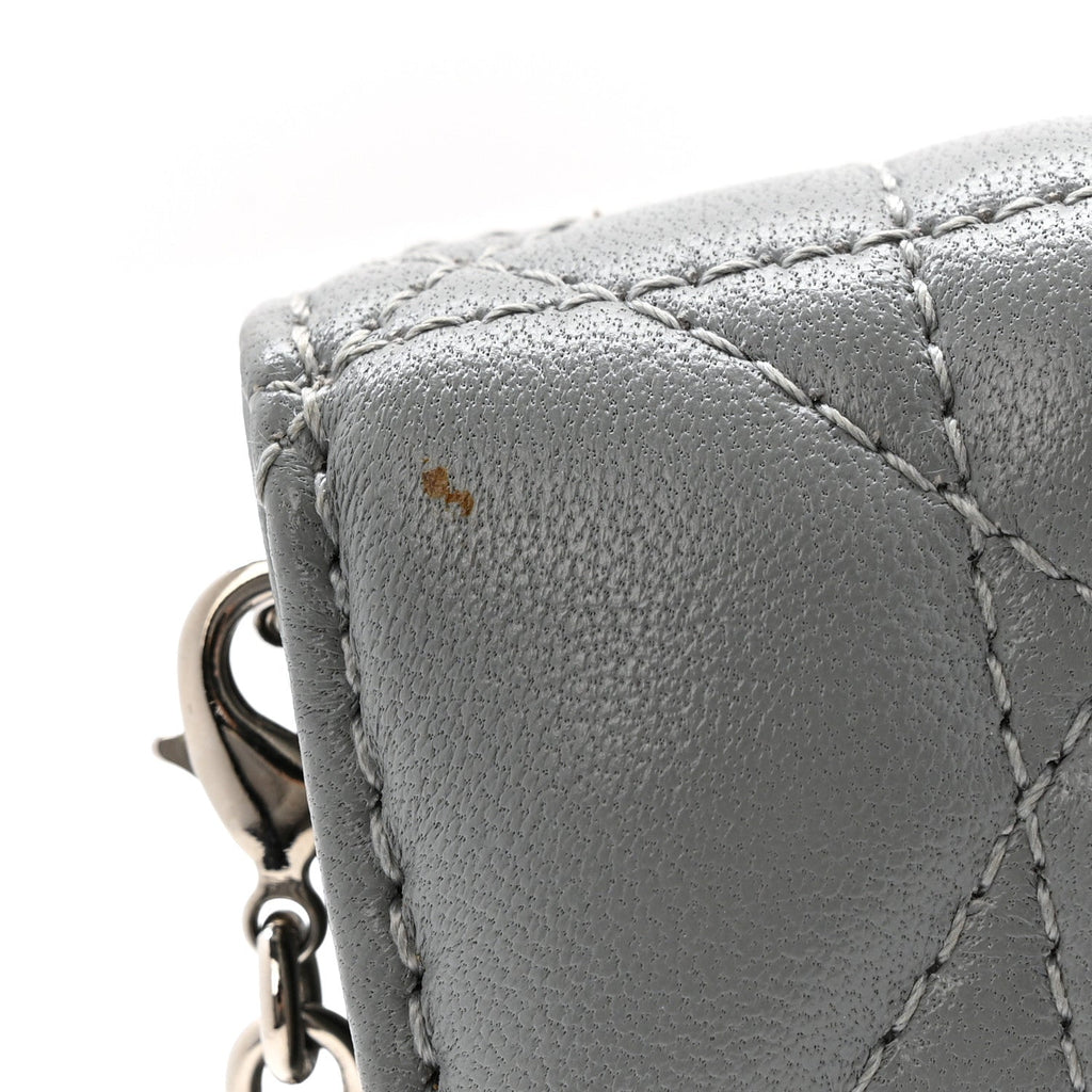 Lambskin Cannage Lady Dior Convertible Clutch Grey